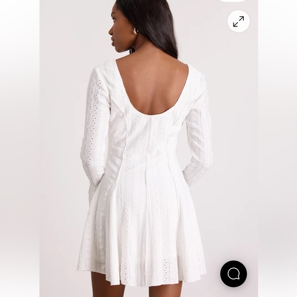 NWT Lulus Mirielle White Textured Long Sleeve Mini Dress - Picture 2 of 16